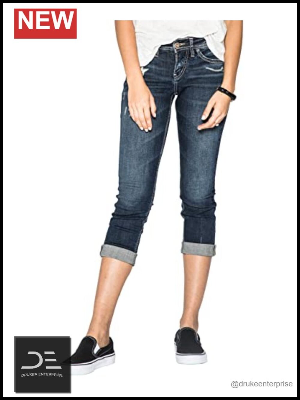 Suki Mid Rise Curvy Fit Capri Jeans Cotton Blend Stretch Woven 5-Pocket
